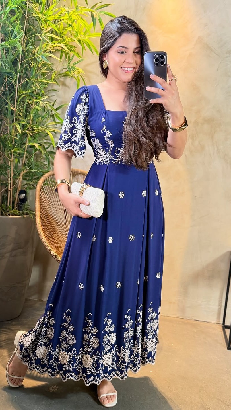 1282 | Vestido Gabrielle - Azul Estampado